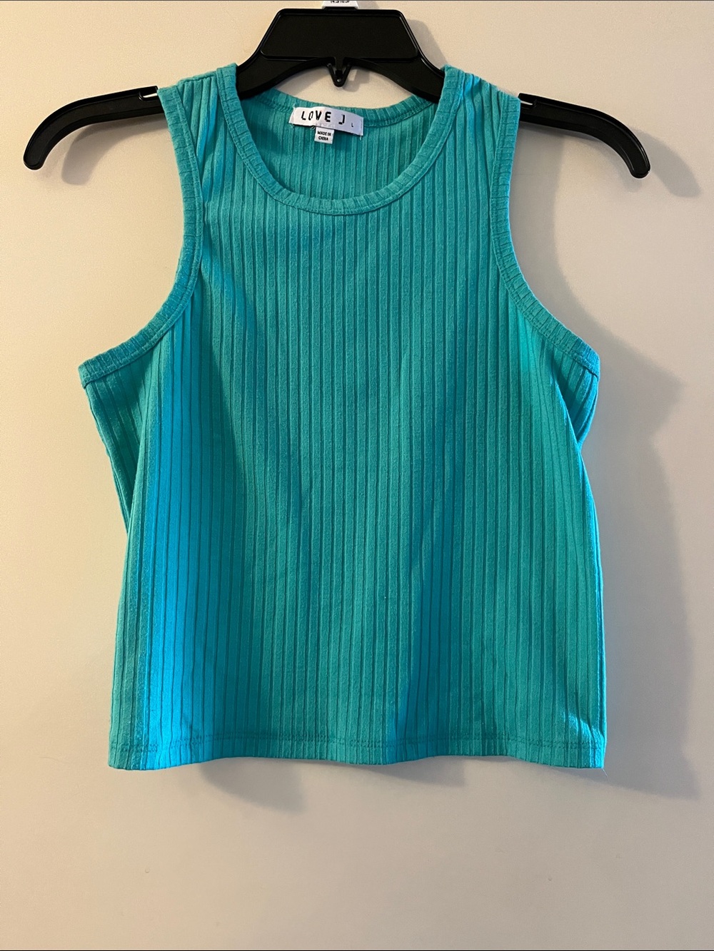 love J Teal Ribbed Sleeveless Tank